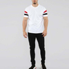Aangepaste afdrukken gestreepte mouw T-shirts mannen korte mouw ronde nek wit t-shirt in bulk