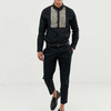 OEM Manufacturer Sublimation Custom Shirts Contrast Sequins Black Men Long Sleeve Shirt