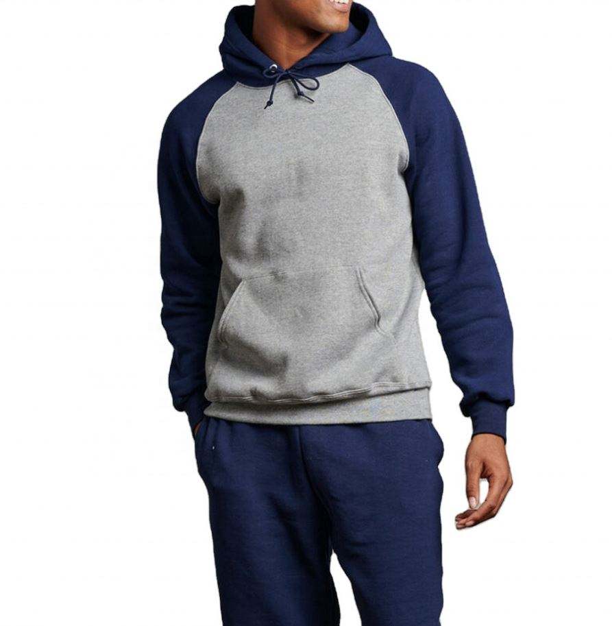OEM Manufacturer Custom Mens Sports Color Block Fitness Gym Raglan Sleeves Hoodies Pullover