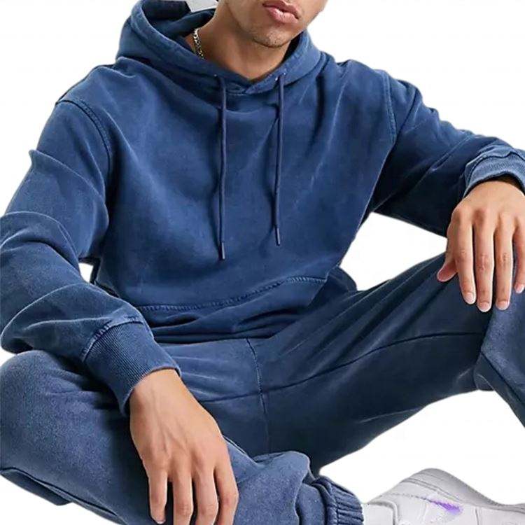 Nhà sản xuất OEM May mặc trơn Nhuộm phong cách cổ điển Tùy chỉnh giặt dày Loose Men Quần áo hoodies