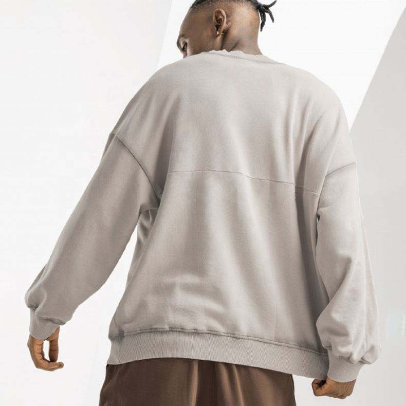 Fabricant OEM personnalisé blanc Streatwear pull 100% coton French Terry hommes sweat surdimensionné uni