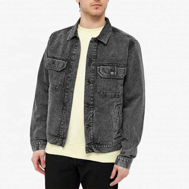 OEM Manufacturer Wholesale High Quality Black Vintage Washed Boys Denim Custom Jacket