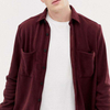 OEM Manufacturer Mens Shirts Chest Pocket Embroidery Logo Fleece Overshirt In Burgundy