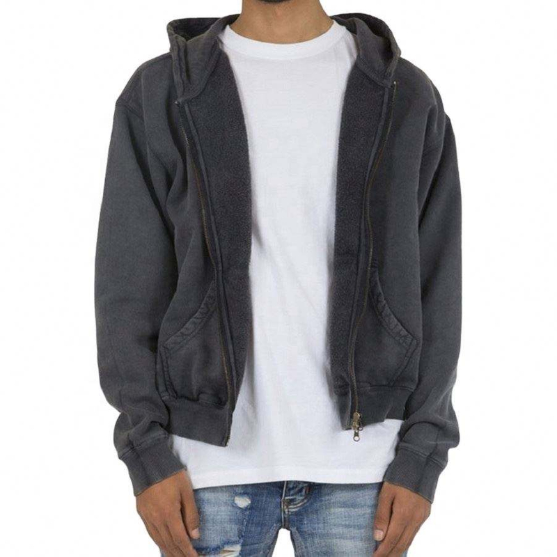 OEM Manufacturer Custom Logo Mens 100%Cotton Organic Fleece Sweatshirt High Quality Oversized Vintage Washed Zip Up Men Hoodie