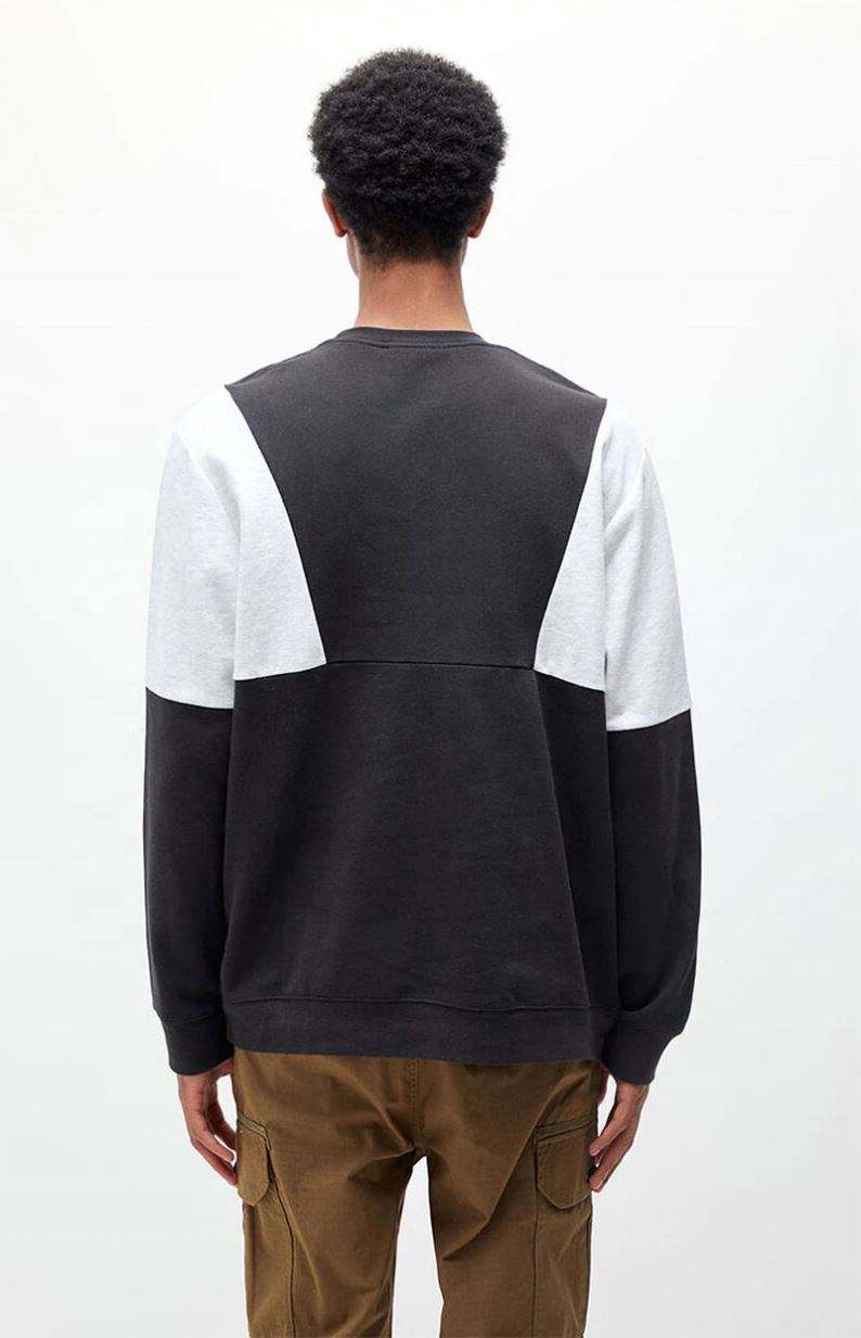 OEM-fabrikant op maat heren kleurenblok sweatshirt met ronde hals en dubbele stiksels Oversized sweatshirt met contrasterende kleur