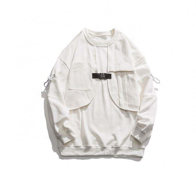 OEM Manufacturer Custom Patchwork Pocket O Neck Pullover Long Sleeves Plus Size Hoodies Casual