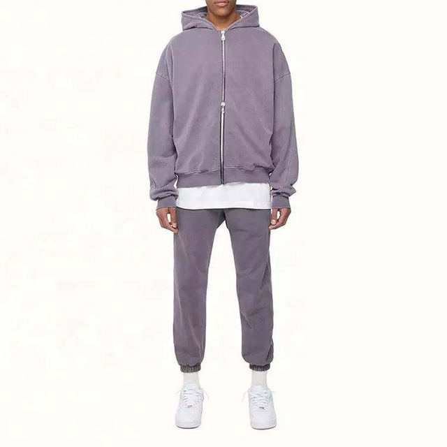 OEM Manufacturer High Quality Men Oversized Custom Vintage Wash French Terry Heavyweight Unisex Cotton Full Zip Up Hoodie