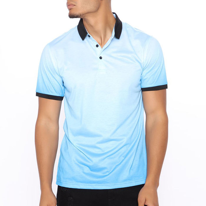 Custom Logo Polo Shirt Short Sleeve Slim Fit Ombre Design Men Polo Shirt
