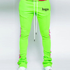 Skinny Pants Color Block Drawstring Waist Men Stacked Joggers