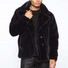 Plain Faux Fur Bomber Jacket Custom V-Neck Oversized Long Sleeves Buttons Winter Wear Jacket Bomber