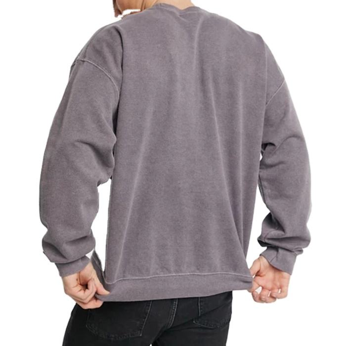 Høy kvalitet vasket gensere for menn Drop Shoulder Overdimensjonerte gensere med rund hals for menn