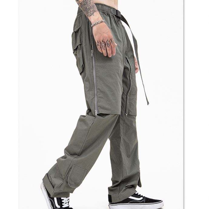 Custom Mens Cargo Pants Colod Color Buckle Waist Detail Utility Pockets Men Tactical Pants