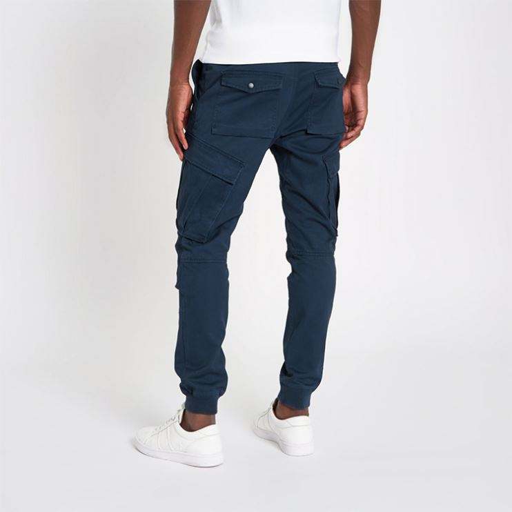 Mens Cargo Formal Casual Chino Slim Cropped Classic Side Pockets & Leg Cuffings Trousers