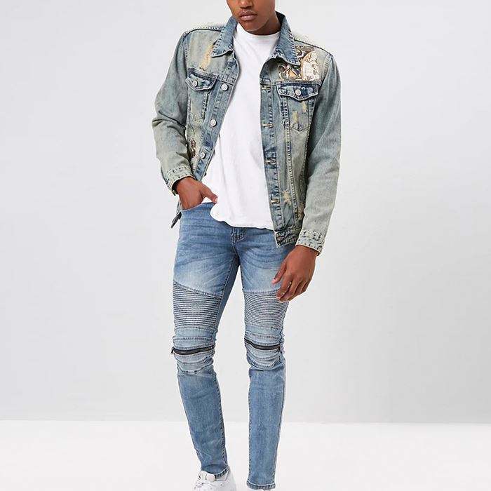 جاكيت جينز رجالي بتصميم جديد على الموضة جاكيت من قماش الدنيم مطبوع عليه رسومات Altas للرجال 2020