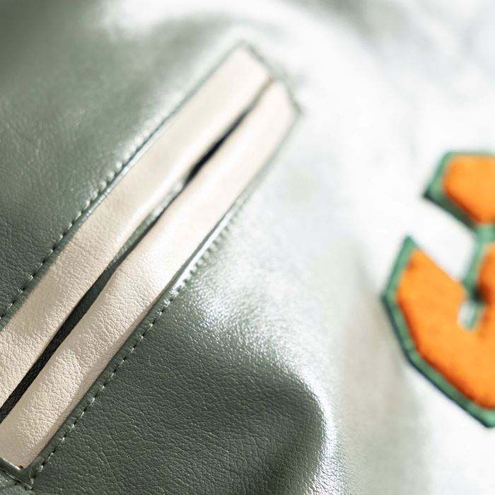 Oem Custom Logo Fall Creber Winderbreaker Men Contrat PU Panel 3D Embroidery Patched Bomber Jacket