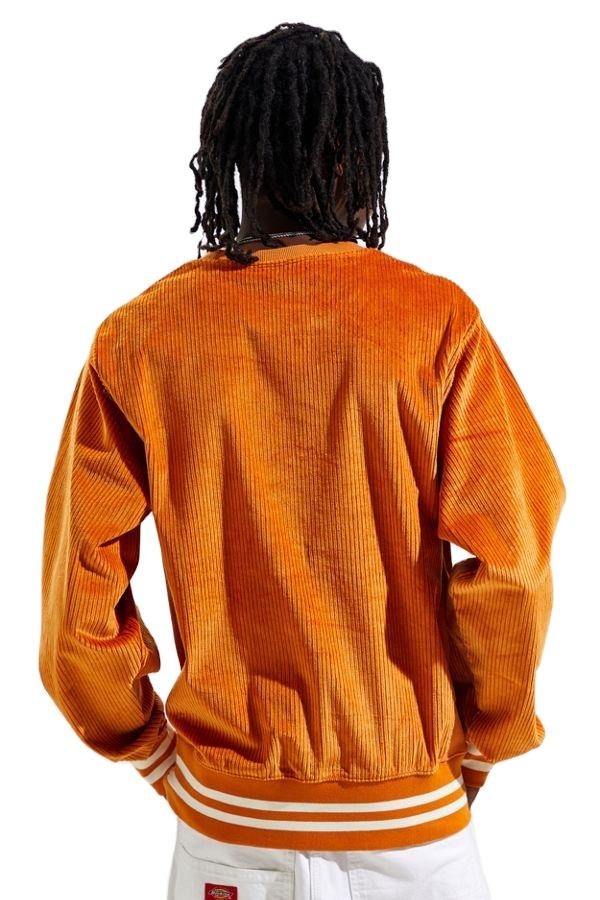 Προσαρμοσμένο ανδρικό φούτερ κοτλέ με λαιμόκοψη με κουκούλα με ριγέ πουλόβερ