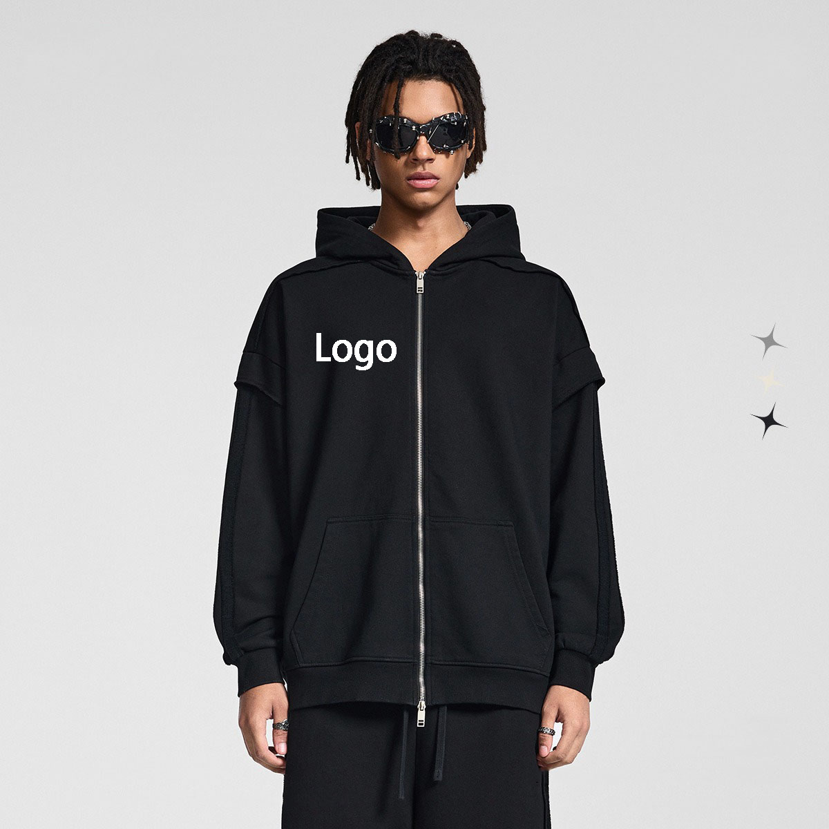 90988+90989 China Custom 450 Gsm Zip Up Hoodie Manufacturers
