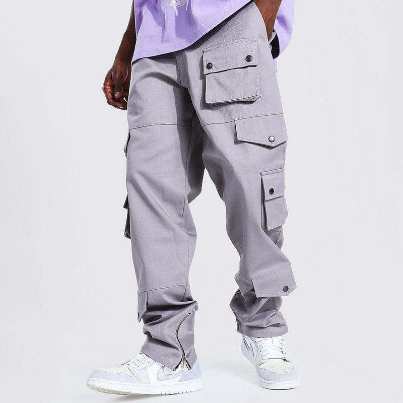 OEM Manufacturer Custom Premium Twill Jogging Track Pants Multiple Pockets Design Loose Cargo Pants For Men