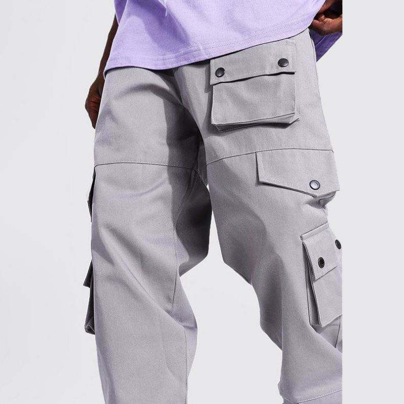 OEM Manufacturer Custom Premium Twill Jogging Track Pants Multiple Pockets Design Loose Cargo Pants For Men
