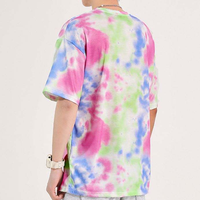 Oem Custom T-Shirt Personnalisable Round Neck T Shirt Short Sleeve Tie Dye Printed Men 100% Polyester T Shirt