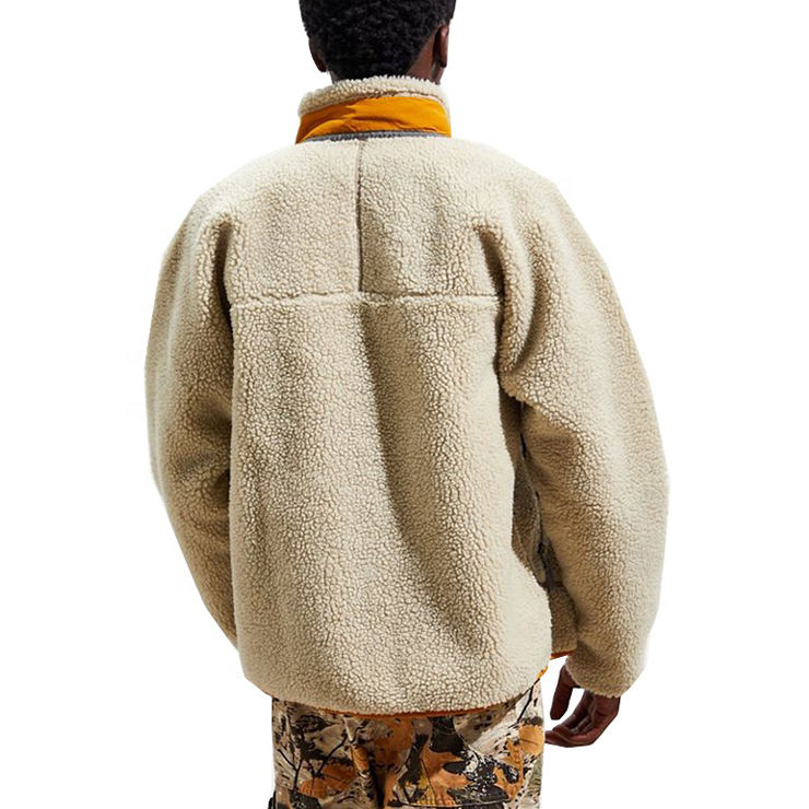 OEM højkvalitets vinter lynlås brugerdefineret logo Oversized mænd Fleece Sherpa jakke