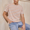 Oem Custom Logo Fashion Streetwear T Shirt Round Neck Basic Tshirt Men Striped Short Sleeve T Shirt