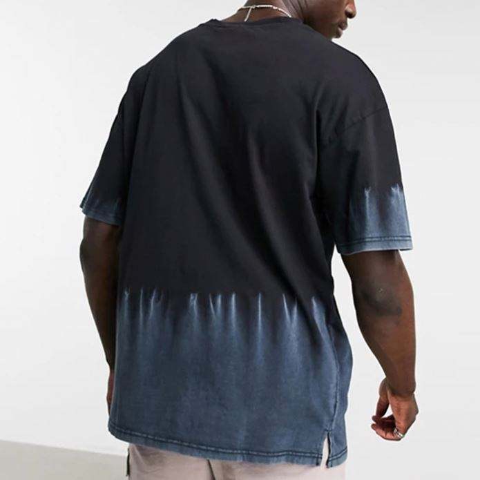 Manufacturer Custom 100% Cotton T Shirt Short Sleeve Acid Washed Ombre Mens T Shirt