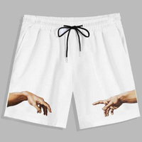 Oem Manufacturers Custom Logo Deisgn Men Shorts Pants Hands Printed Drawstring Waist Summer Men's Shorts