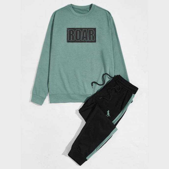 Professional Custom Two Piece Set Tracksuit Men Letter Graphic Printed Sweatshirt Jogger Set