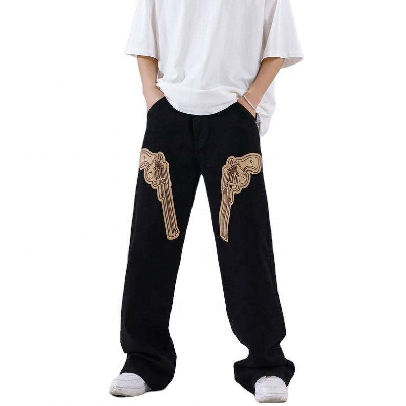 OEM Manufacturer Custom Logo Cargo Pants Applique Wide Leg Pants Street Loose Overalls Casual Pants Trousers For Men 2022 New