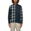 OEM Manufacturer Custom Men's Oversized Cotton Blue Green Color Block Plaid Check Flannel Shirts