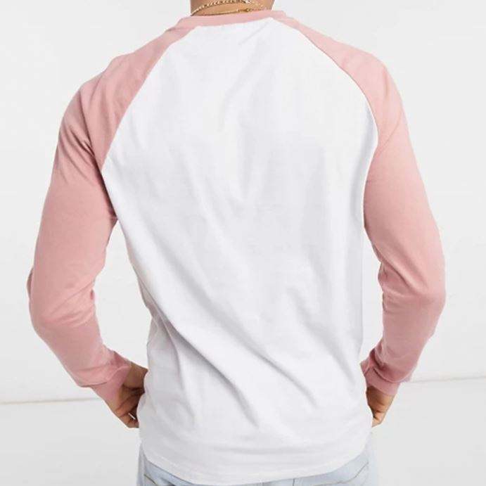 Factory Custom Brand Quality Print On Demand T Shirt Contrast Raglan Sleeve Color Block Mens Long Sleeve T Shirts