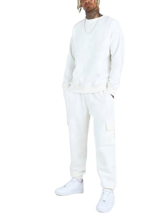 Высокая мода 100% хлопок свободный мужской спортивный костюм спортивный костюм мужская толстовка комплект для бега с боковыми карманами