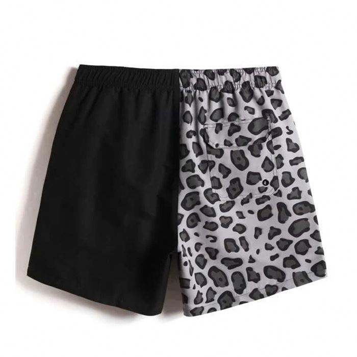 Custom Logo Mens Summer Swim Shorts Color Block Leopard Printed Men Swimwear Shorts