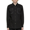 OEM Manufacturer Custom High Quality Long Sleeve Contrast Stitching Black Denim Shirt For Men