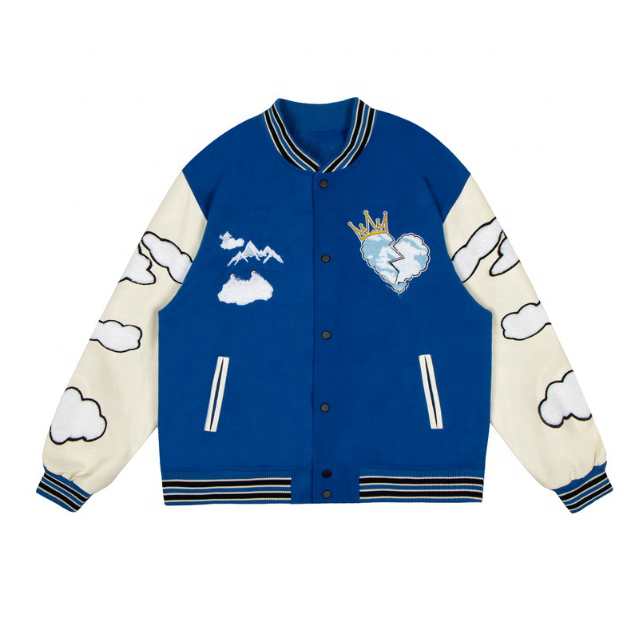 Oem Manufacturer Customized Pu Patchwork Towel Embroidery Color Block Baseball Uniform Casual Plus Sizes Men's Jacket
