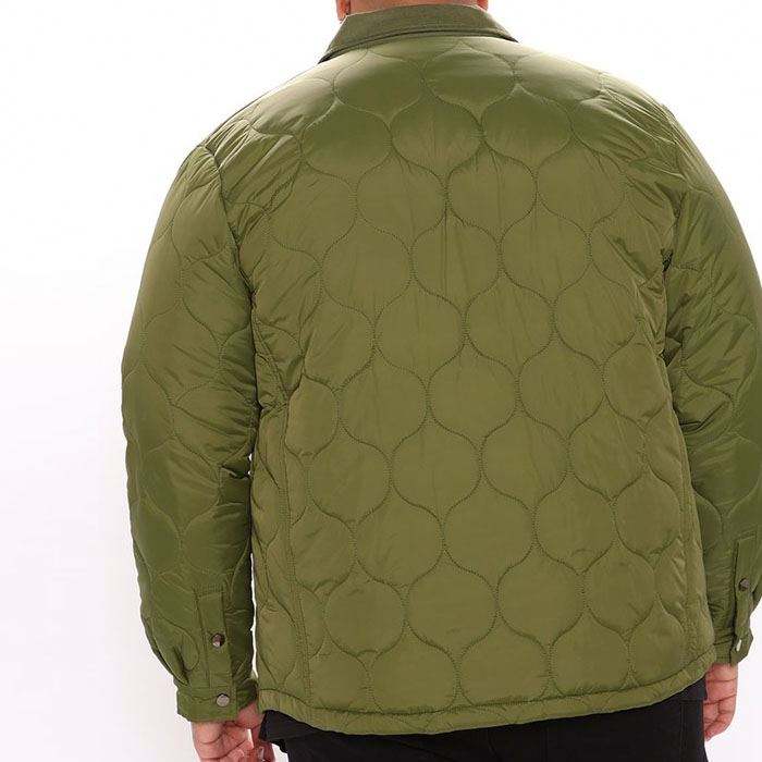 Wholesale Men Jackets Winter Snap Button Closure Front Army Green Men's Quilted Jackets