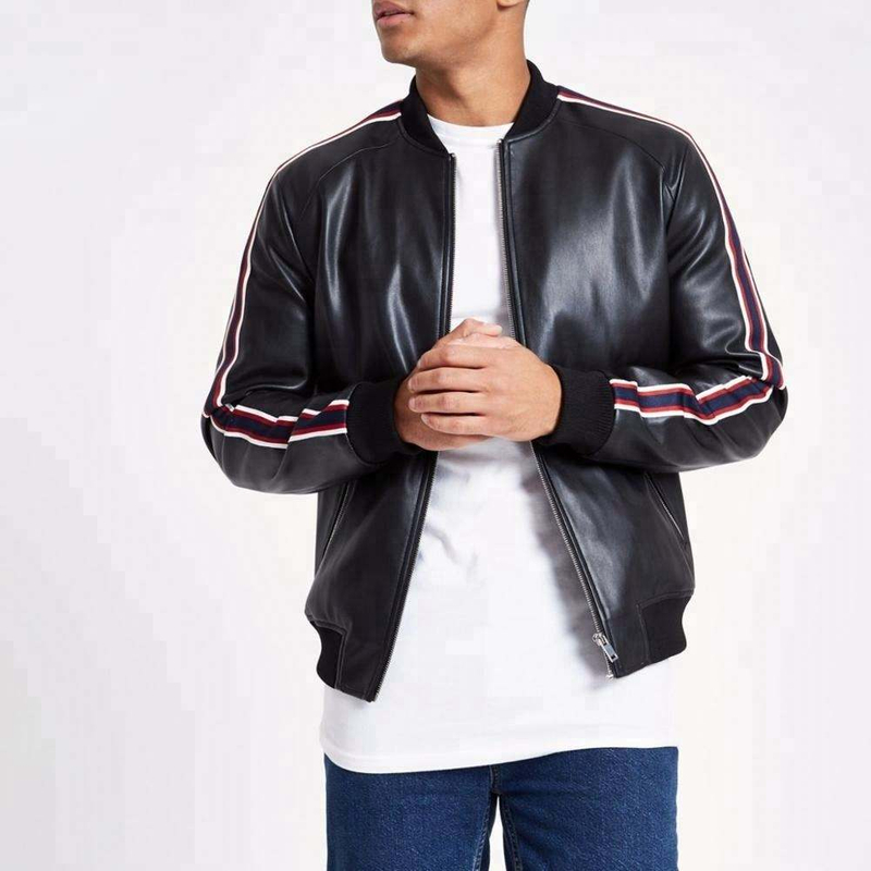 Custom Mens Black Waterproof Bike Motorcycle Windbreaker Zipper Leather Jacket For Mens