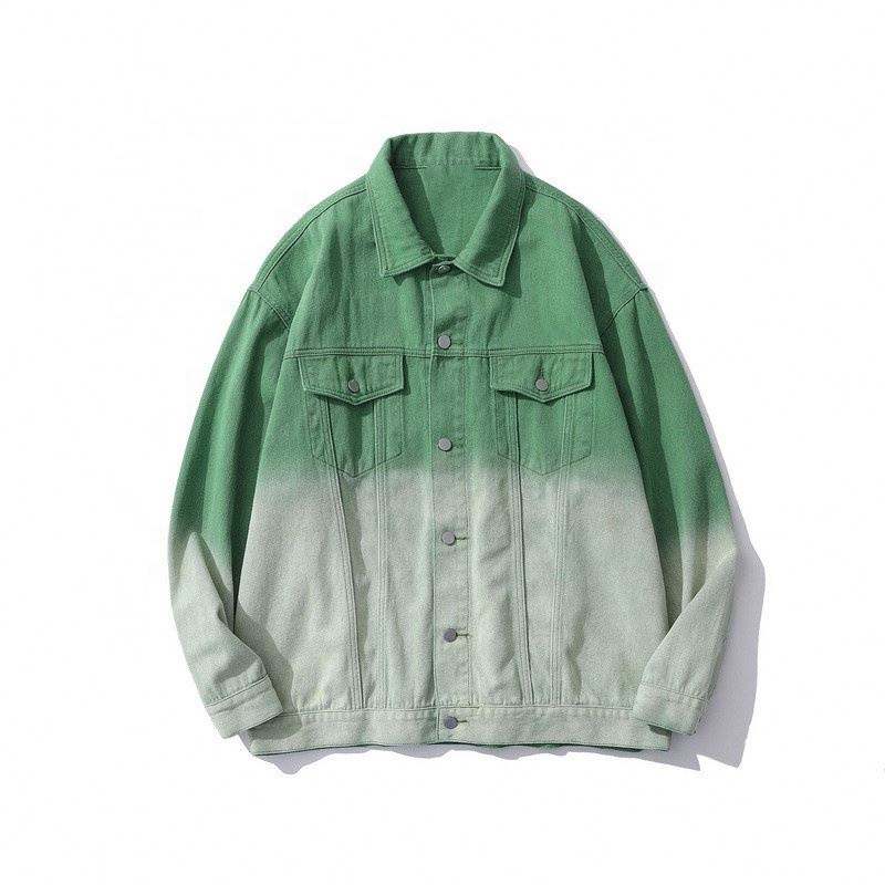Oem Manufacturer Wholesale Custom Fashion Gradient Pattern Denim Cardigan Clothing Jacket
