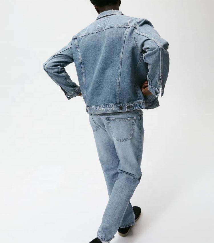 OEM Manufacturer Custom Mens Cotton Streetwear Button Up Vintage Distressed Jean Denim Jacket