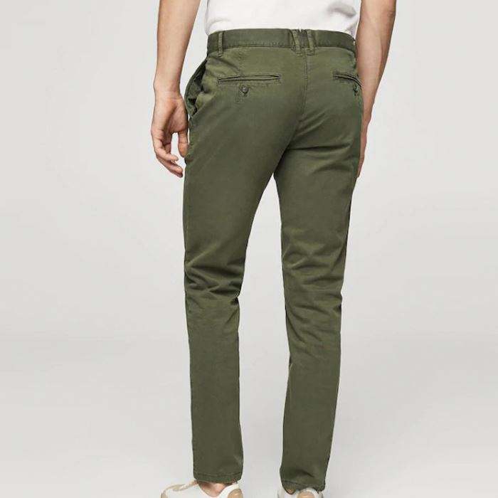 OEM Service Men's Cotton Comfortable Slim Fit Chinos Army Green Trousers With Belt Loops