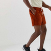 Wholesale Embroidery Cotton Drawstring Slim Shorts In Rust Cord