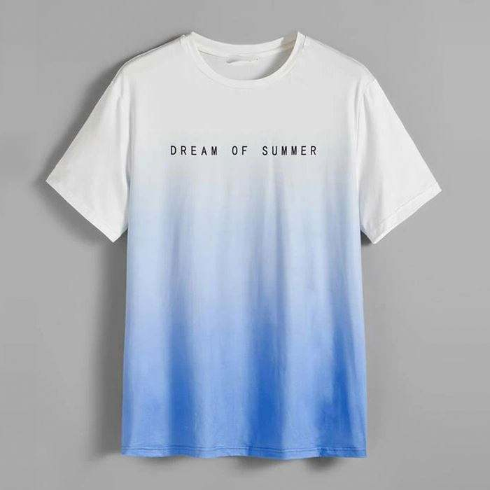 Professional Factory Custom Tshirt Slogan Graphic Printed Ombre Men Short Sleeve Basic Premium Tshirt