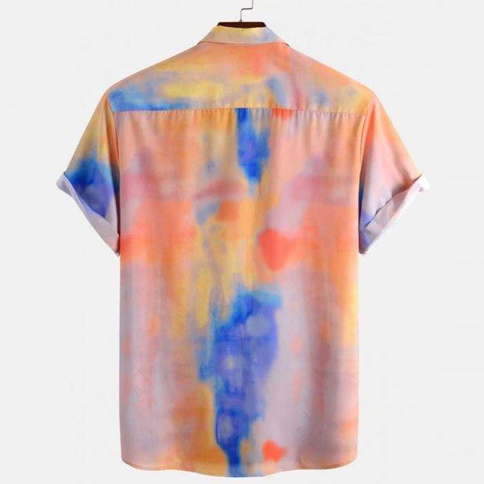 OEM-valmistajan Summer Casual Shirt Tie Dye Print Miesten lyhythihainen polyesteripaita