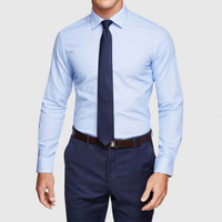 OEM Manufacturer High Quality 100% Cotton Slim Fit Blue Mens Dress Shirt