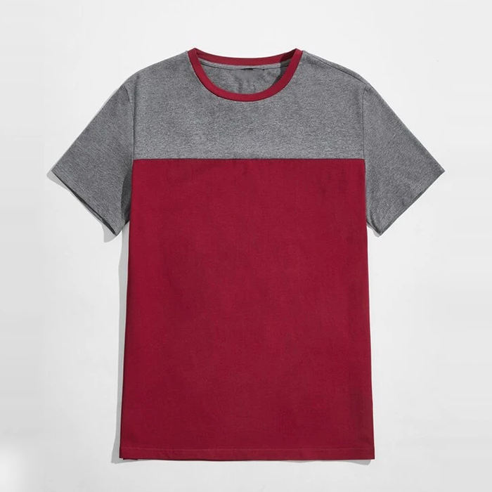 Hot Selling Premium Summer Mens Quality T Shirt Fashion Short Sleeve Color Block Men Blank Tshirts