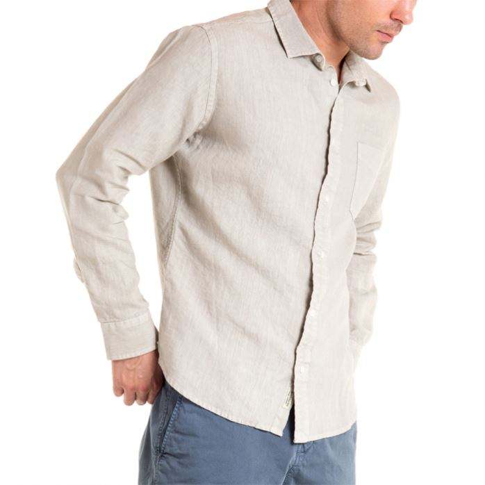OEM výrobce Pánská vysoce kvalitní pohodlná hladká plátěná košile s dlouhým rukávem s dlouhým rukávem