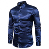 OEM Manufacturer 2022 New Autumn European Men's Casual Solid Color Bright Face Long Sleeve Slim Lapel Shirt