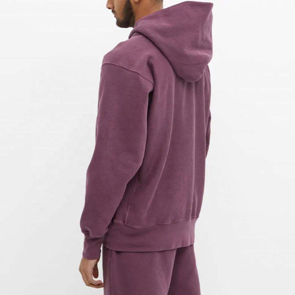 OEM Manufacturer No Drawstring Oversized Garment Dyed Sweatshirt Heavyweight 100% Cotton Vintage Washed Hoodie