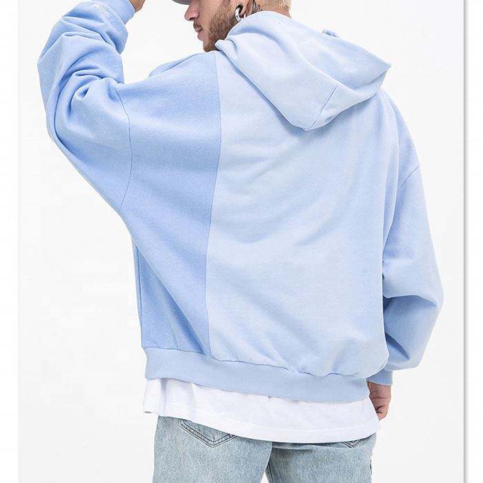 ຜູ້ຜະລິດ OEM Custom Logo Blank Winter Hoodies Pullover Style Color Block Oversized Men Hoodie Heavyweight